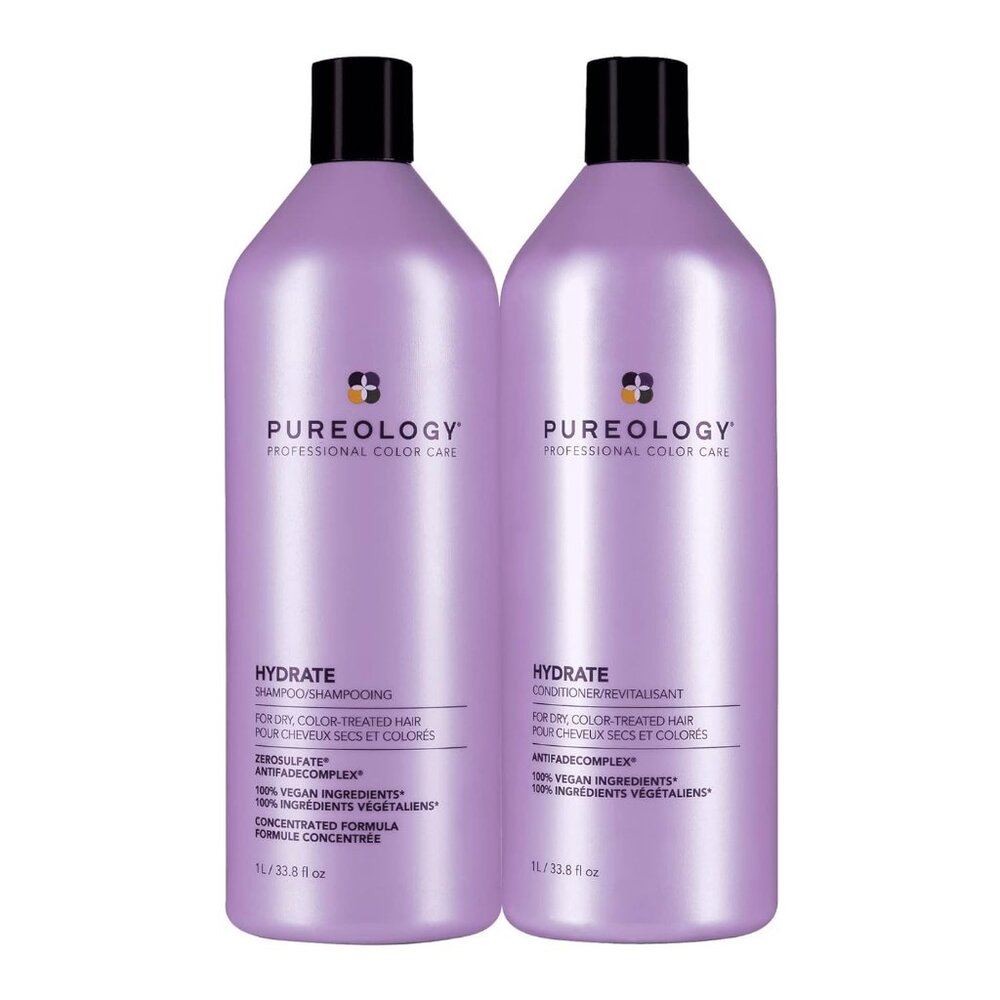 Pureology Hydrate Shampoo and Conditioner 1 Liter Each 33.8 oz Duo